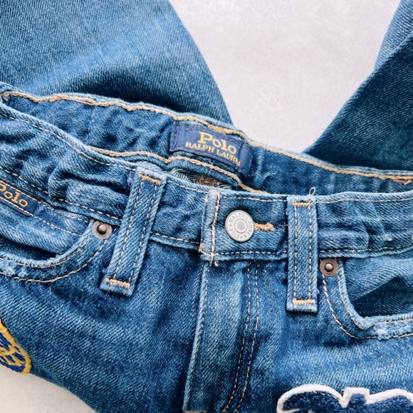 Polo Ralph Lauren BLUE Girl's Astor Slim Boyfriend Jeans Patchwork ~ Sz 4t, RARE - Picture 7 of 9